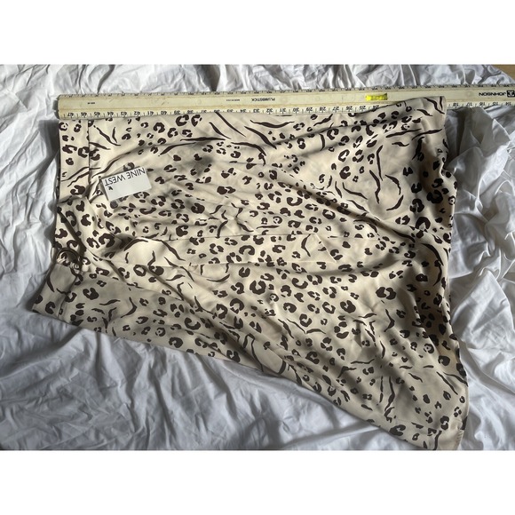 New Nine West Medium Skirt Brown Cream Animal Print Asymmetrical - Picture 2 of 7